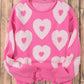 Pearl Beaded Heart Drop Shoulder Sweater