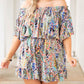 Plus Size Off Shoulder Floral Print Romper
