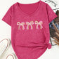 Bow Shape Mineral Wash V Neck T Shirt