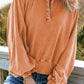 Washed Snap Buttons Lantern Sleeve Pullover Sweatshirt