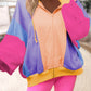 Oversized Colorblock Patchwork Full Zipped Hoodie