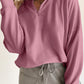 Zipped Neck Pullover Drop Shoulder Sweatshirt