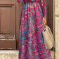 Floral Print V Neck Wrap High Waist Maxi Dress