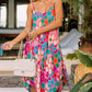 Floral Print Spaghetti STraps Flowy Midi Dress