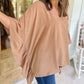 Plus Size Ruffled Batwing Sleeve V Neck Blouse