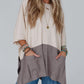 Color Block Ribbed Knit Split Side Poncho