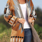 Gold Flame Aztec Graphic Open-Front Cardigan
