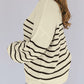 Plus Size Striped Drop Shoulder Puff Sleeve Sweater