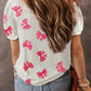 Bowknot Print Bubble Sleeve Tee