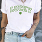Plus Size LUCKY Clover Embroidered Graphic Tee