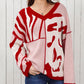 Mix Pattern Knit Ribbed Trim Oversize Sweater