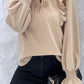 Ruffled Lace up Bubble Sleeve Blouse