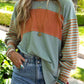 Colorblock Striped Bishop Sleeve Top