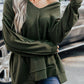 Expose Seam Detail Split Neck Long Sleeve Top