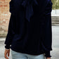 Mock Neck Puff Sleeve Velvet Blouse