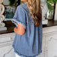 Sky Blue Raw Edge Denim Top