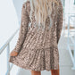 Leopard Animal Print Tiered Long Sleeve Dress