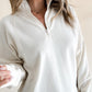 Zipped Neck Pullover Drop Shoulder Sweatshirt