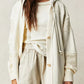 Contrast Knit Patchwork Hooded Functional Coat