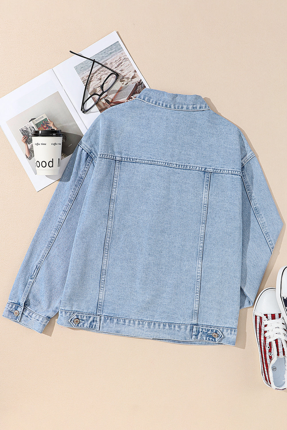 Sequin Star Flap Pocket Denim Jacket
