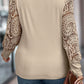 Plus Hollowed Lace Sleeve Square Neck Ribbed Top