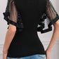 Starry Mesh Flutter Sleeve Slim Fit Top
