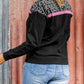 Leopard Colorblock Long Sleeve Plus Size Top