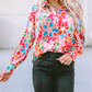 Floral Print Bubble Sleeve Shirt