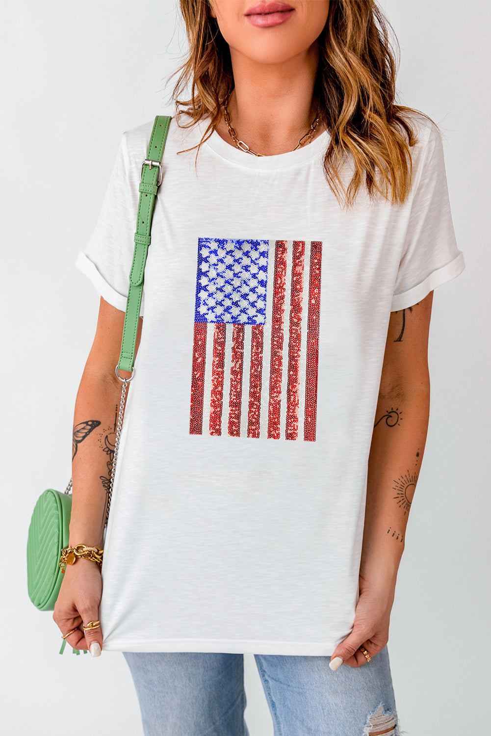 Shimmery Flag Graphic Tee