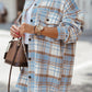 Blue Plaid Flap Pocket Long Sleeve Shacket