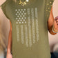 Rhinestone Stars Stripes Graphic Studded Sleeve Tee
