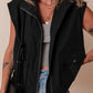 Flap Pockets Zip Up High Neck Vest