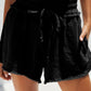 Crinkled Raw Edge Casual Shorts