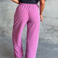 Plaid Print Drawstring High Waist Wide Leg Casual Pants
