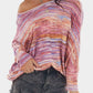Tie-dyed Boat Neck Dolman Sleeve Knit Top