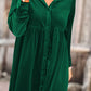 Long Sleeve Ruffle Velvet Button Up Dress