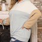 Plus Size Colorblock Drop Shoulder Ribbed Knit Hoodie