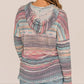 Striped Print Cable Knit Drop Shoulder Hoodie