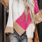Colorblock Stitching Irregular Hem Long Sleeve Top