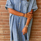 Loose Medium Wash Short Sleeve Shirt Chambray Dress
