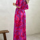 Abstract Floral Print V Neck Dolman Maxi Dress