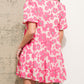 Floral Tiered Puff Sleeve Mini Shirt Dress