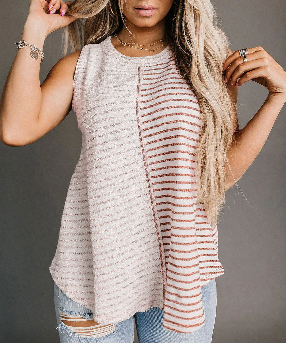 Stripe Colorblock Loose Tank Top