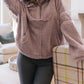 Pink Collared Neckline Half Zip Fluffy Pullover Sweatshirt