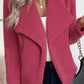 Fleece Textured Lapel Collar Open Front Jacket