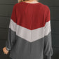 Color Block Corded Texture Long Sleeve Top