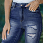 Roll-up Distressed Bermuda Denim Shorts