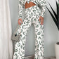 Leopard Animal Print Long Sleeve and Pants Loungewear Set
