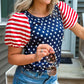 4th Of July Stars Stripes Puff Sleeve T Shirt