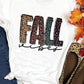 FALL Vibe Leopard Print Crew Neck Graphic T Shirt